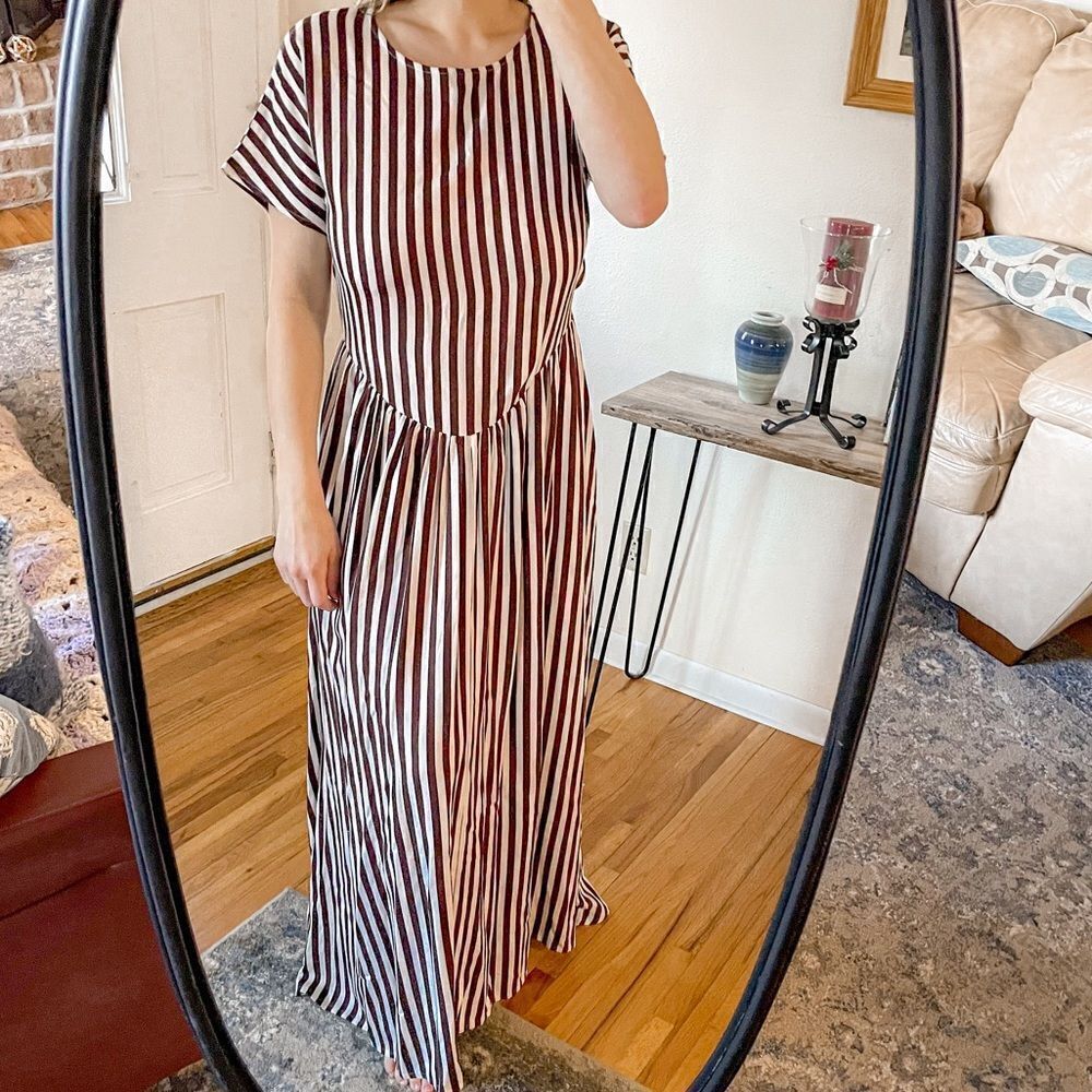 Jens Pirate Booty French Stripe Navi Maxi Dress L - Picture 9 of 9